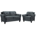 thumbnail image 1 of Ensemble Harvard de 2 Pcs Causeuse et Fauteuil d'Appoint en Gris Foncé, 1 of 9