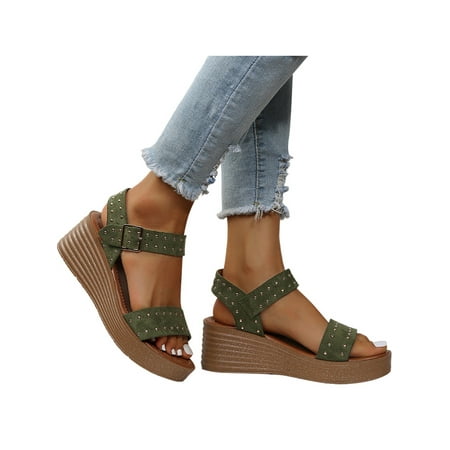 

SIMANLAN Women s Lightweight Thick Sole Platform Sandal Work Comfort Ankle Strap Wedge Sandals Women Party Anti Slip Open Toe