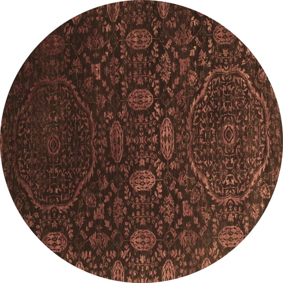 Ahgly Company Indoor Round Abstract Brown Contemporary Area Rugs, 4' Round