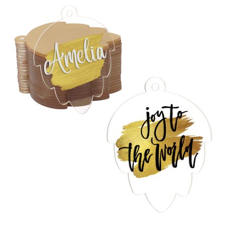 Inkdotpot Laser Cut Acrylic Ornament Blank with Holes Predrilled DIY Christmas Tree Decoration Stocking Name Tag- Holiday Tags- 3mm Thick- 25 Pack