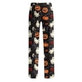 thumbnail image 7 of Garbnen Halloween Pajama Pants for Women Pumpkins Ghost Print Woman Lounge Pants Comfy Cute Elastic Waist Fall Winter Wide Leg Womens Sleeping Pants Black S, 7 of 7