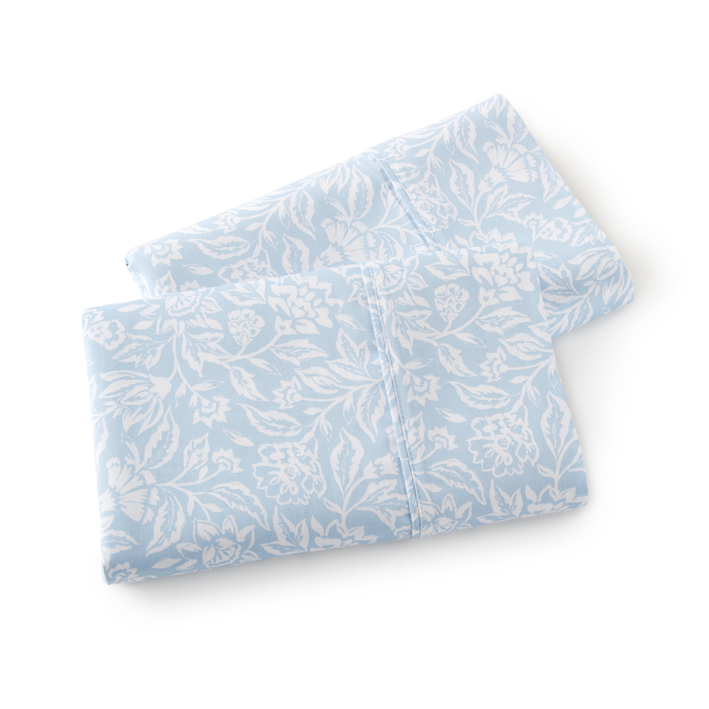 Better Homes & Gardens 2-Piece 300 Thread Count Cotton Sateen Pillowcase Set, Floral Blue Water, King