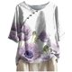 thumbnail image 4 of Moda Mujer Causal Cuello Redondo Blusa Estampada 1/2 Manga Camiseta Verano Tops Fridja  hjk3353, 4 of 4