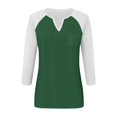 thumbnail image 4 of Shirt for Women's Fashion Casual Raglan Sleeve Pocket V Neck 3/4 Sleeve Loose Printed T-Shirt Ladies Top, 4 of 5