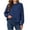 Blue, variant on Women’s Crew Neck Sweatshirt Long Sleeve Drop Shoulder Pullover With Side Pockets,Sizes S-2XL