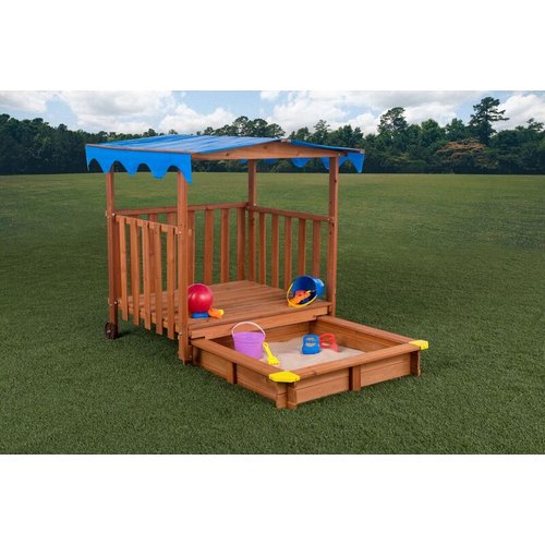 Creative Cedar Designs Sand N Shade Sandbox with Rolling Covered Deck