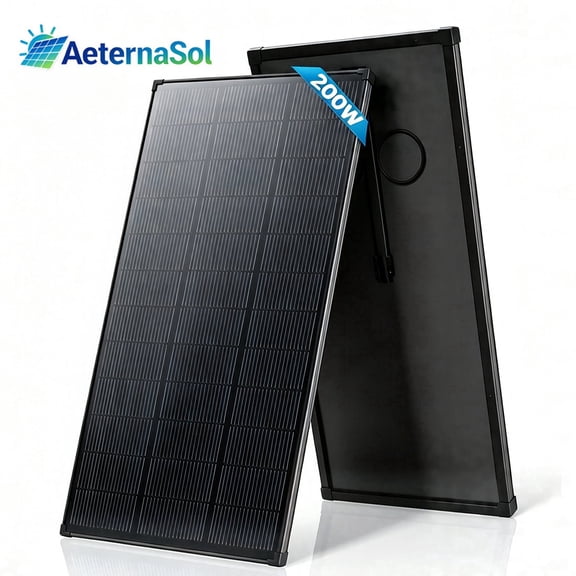 AeternaSol 200W Solar Panel 12V N Type 18BB A+ Grade IP68 25% Efficiency for RV Boat Rooftop Off Grid