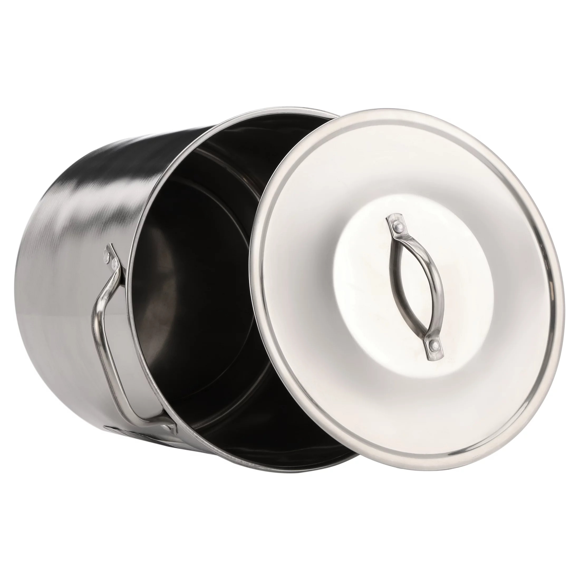 Mainstays 16-Quart Stainless Steel Stock Pot with Metal Lid, Riveted Handles, Stay-Cool Design
