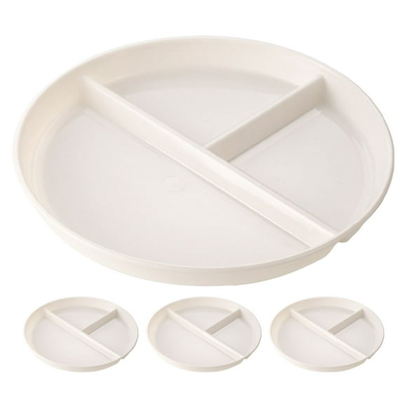 icolorfuled 4Pcs Divided Plate White Square PP Portion Control Meal Time