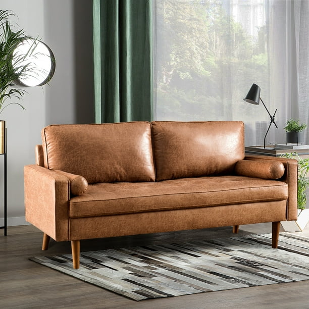 Ovios 69" Small Loveseat 2Seat Furniture MidCentury Suede Fabric
