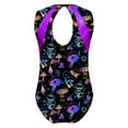 thumbnail image 2 of iiniim Gymnastics Leotard for Girls Keyhole Back Printed Shorty Unitard Ballet Tumbling Ice Skating Bodysuit Black 4, 2 of 7