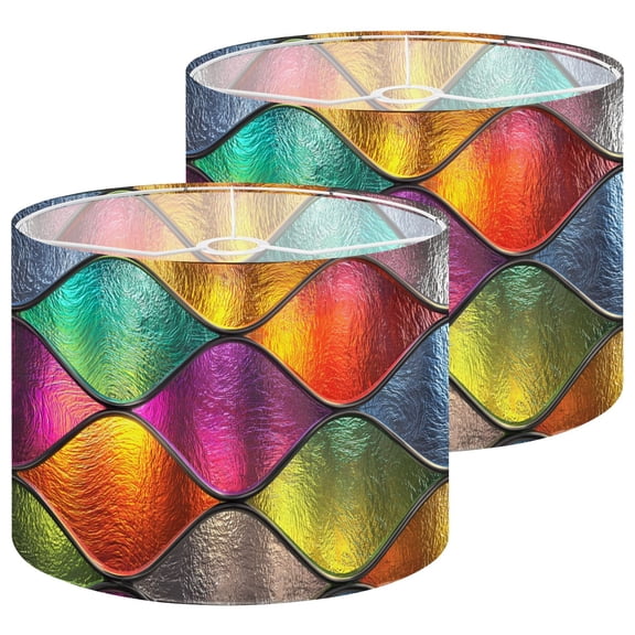 Lampshades 2 Pack Stained glass seamless waves for window colored 13"x13"x10" Light Shade for Table Lamps Floor Lamp Shades Lampshade Replacement Easy Assembly