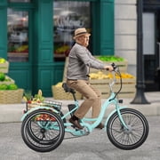 MOONCOOL 24/26 Electric Tricycle for Adults, 700W Peak Motor,7 Speeds Electric Trike w/ 36V 10.4Ah Removable lithium battery,3 Wheels Unisex Electric Bikes,16MPH,40Miles
