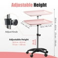thumbnail image 2 of Salon Tray On Wheels Tattoo Tray Rolling Trolley Adjustable Height Storage Utility Cart for Clinic Spa Rolling Tray ((Pink), 2 of 7