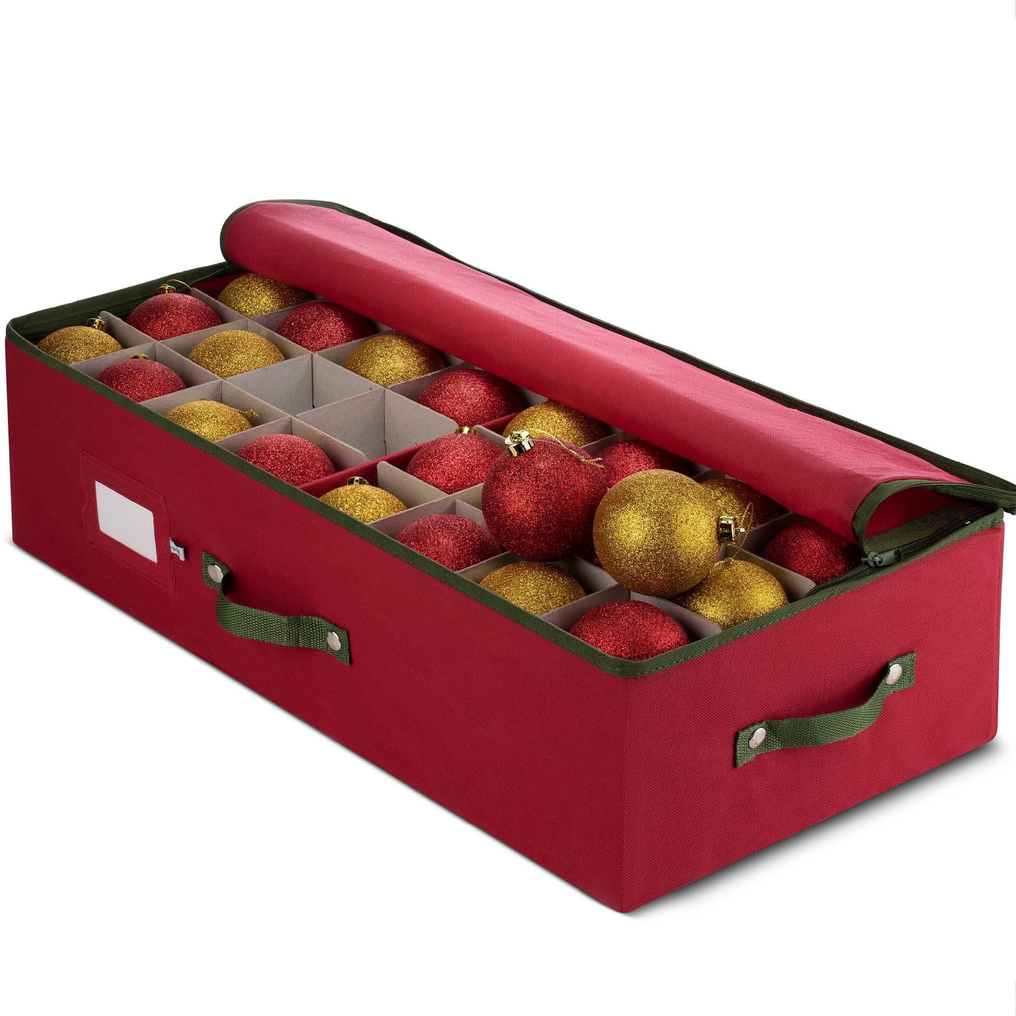 Premium Holiday Underbed Christmas Ornament Storage Box with Zippered