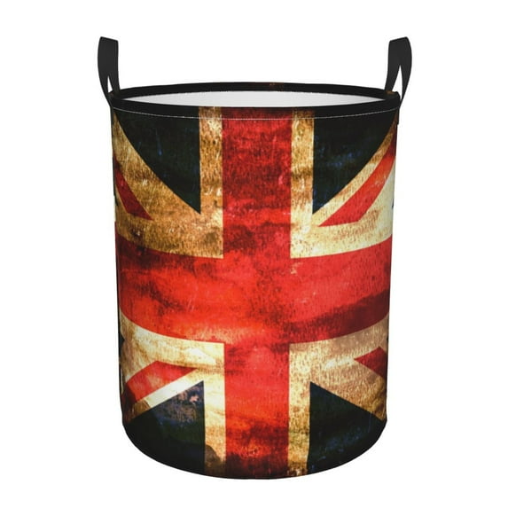 DouZhe Waterproof Collapsible Large Laundry Baskets, Banner England Flag Prints Circular Hamper with Handles