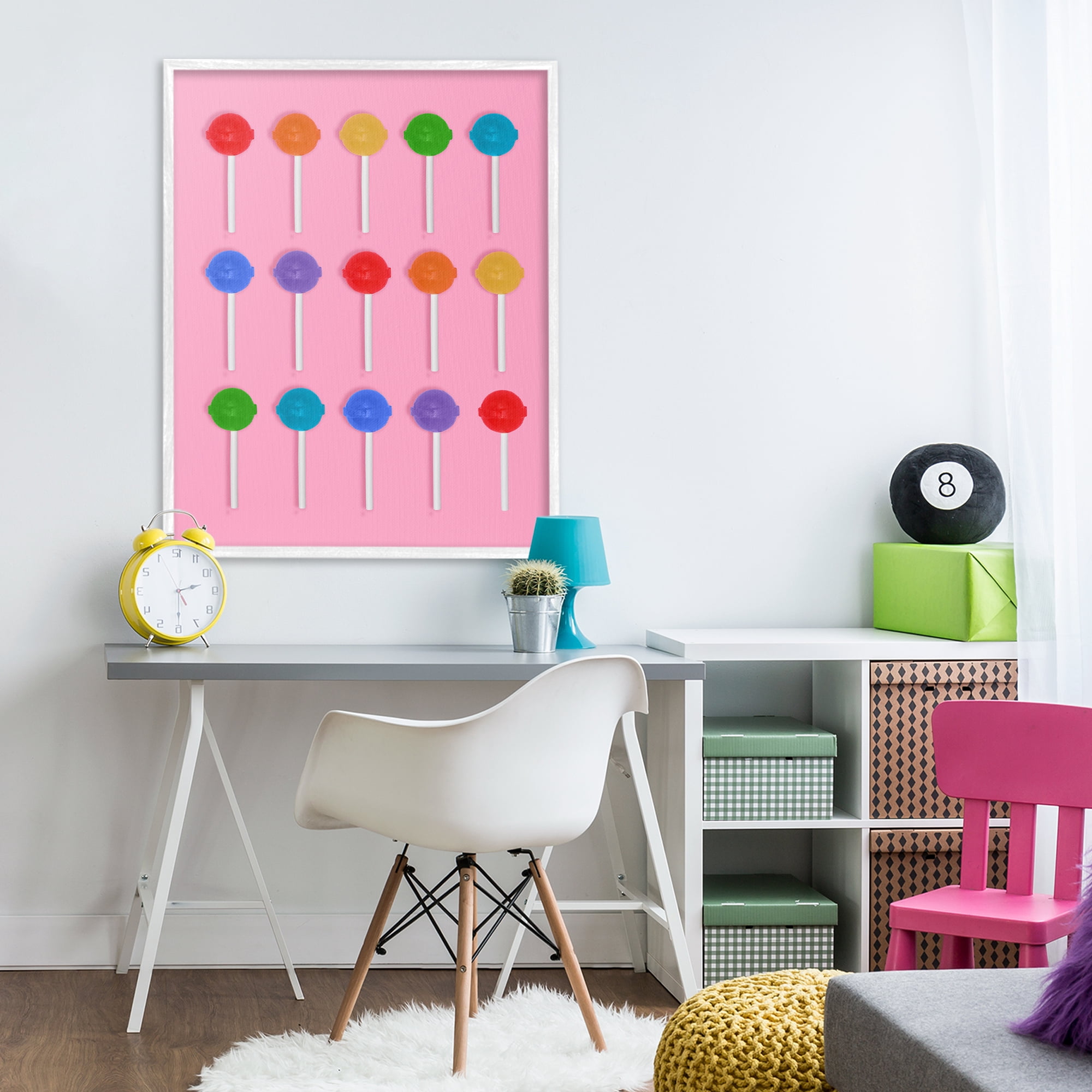 Stupell Industries Rainbow Lollipop Grid White Framed Giclee Art, design by LISH Creative