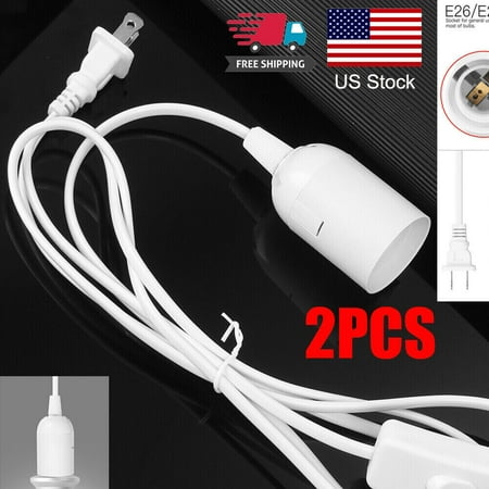 

2PCS E26/E27 Bulb Socket Extension Hanging Pendant Light Lamp Cord Cable Switch 1.8M