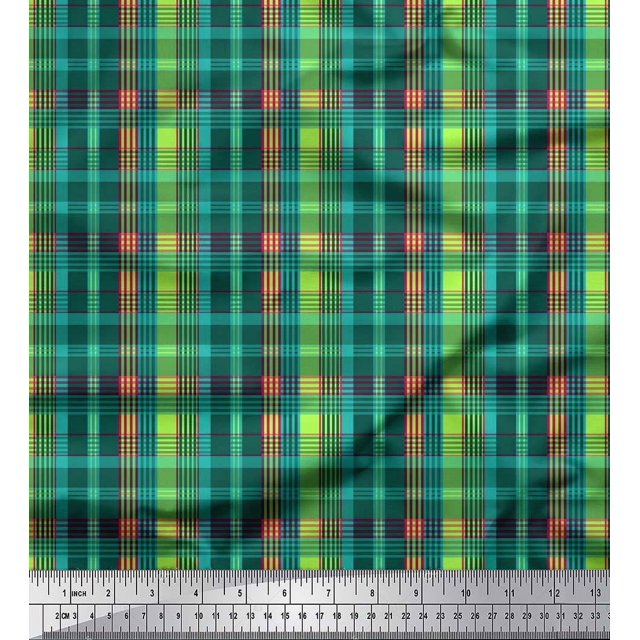 Soimoi Velvet Fabric Check Check Print Fabric by Yard 58 Inch Wide