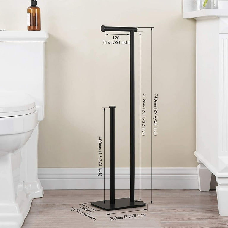 29 Height Freestanding Toilet Paper Holder with Reserve Silver
