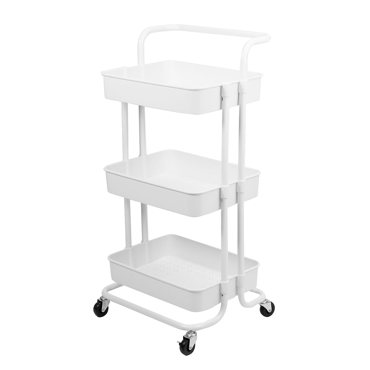 Details about   3 Tier Rolling Cart W/Wheels Practical Handle&ABS Basket Organizer White Home 