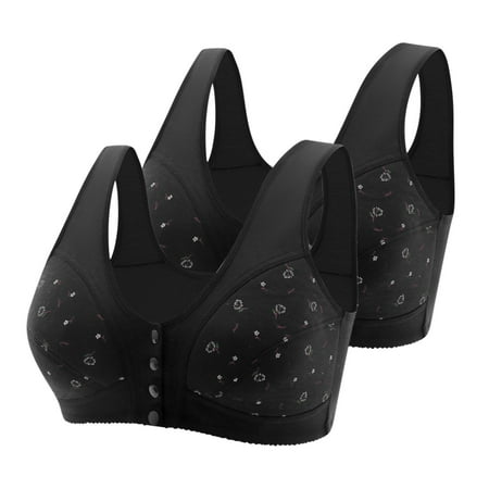 Plus Size Nursing Bra Women Lightly Lined Bra Feature V-Neck Padded Bra Style W-1884 Front Closure Closure Full-Coverage Bras Black XXL