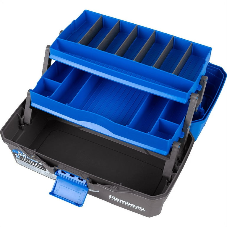 Ready2Fish Two Tray Tackle Box Kit - Blue, Medium - Blue Medium