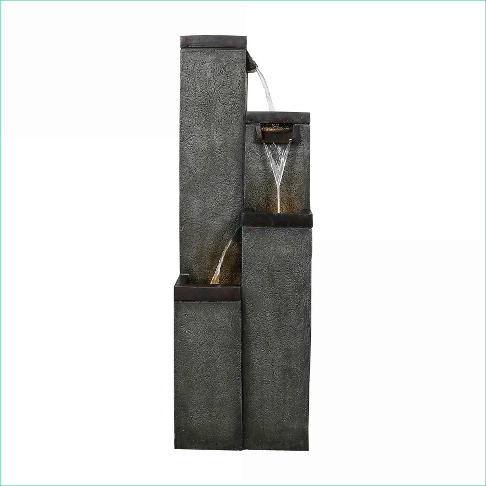 Fountains | Modern 4-Tier Cascading Water Fountain with LED Lights, 39.3" for Indoor Outdoor Garden Patio | Resin | Tiered Waterfall Fountain