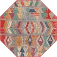 thumbnail image 2 of Unique Loom Outdoor Modern Collection Area Rug - Tamarindo (4' 1" Octagon Multi/Burgundy), 2 of 9