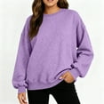 thumbnail image 7 of Women's Fashion Solid Color Casual Long Sleeve Hoodie for Everyday Comfort and Versatile Wear with Modern Design,Light Purple,2XL, 7 of 7