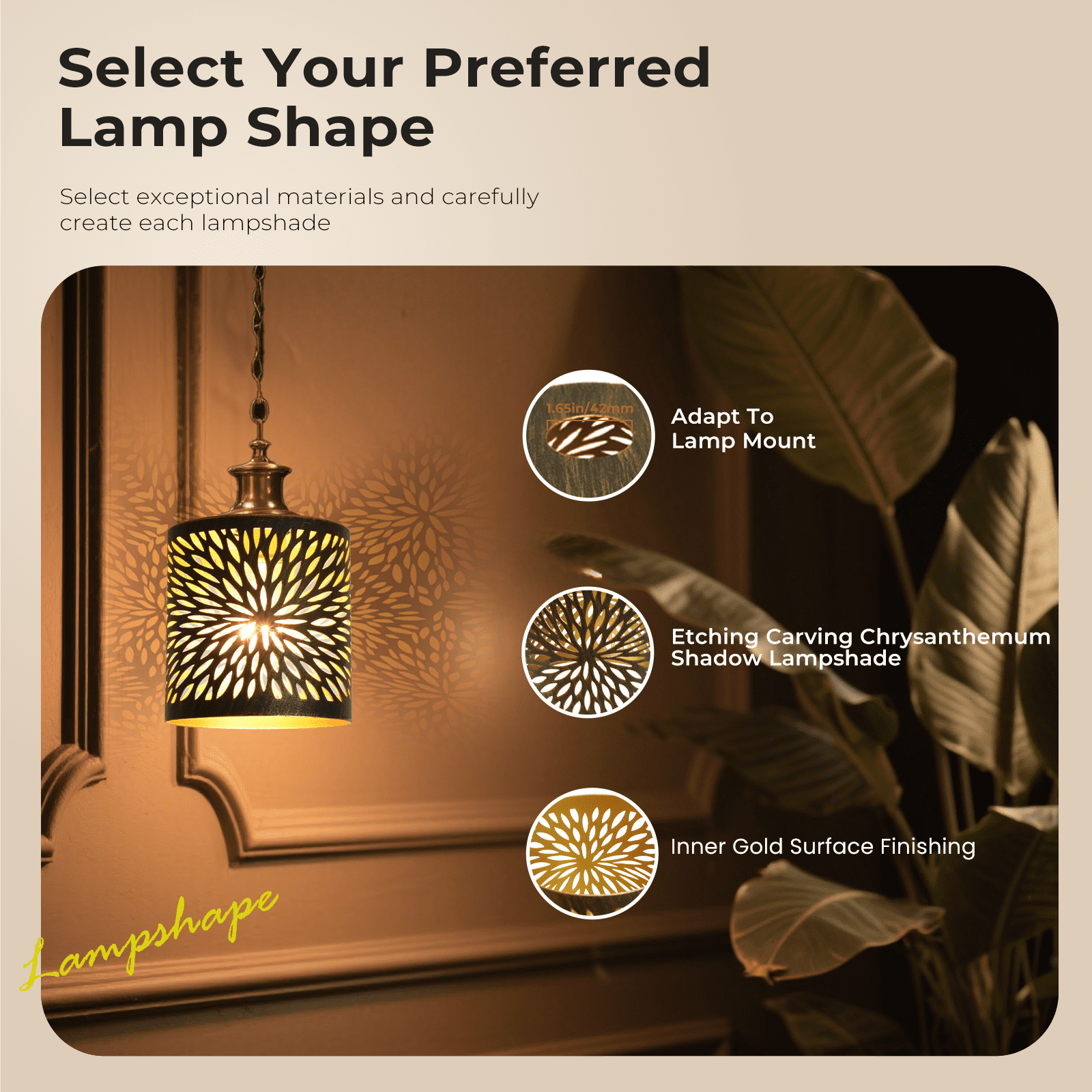 Cylinder Lamp Shades Set of 2 Metal Ceiling Lampshades, SWAIFDEE Minimalist Cylinder Hanging Lamp Cover, Pendant Light Shade Replacement Bronze 4.75×5"