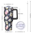 thumbnail image 2 of 40oz Pioneer Flower Floral Print Pattern Insulated Tumbler with Handle, BPA-Free Leak Proof Lid and Straws, Double Wall Vacuum, Hot 12h/Cold 34h, 2 of 6