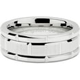 thumbnail image 4 of FILLMOR Tungsten Rings for Men Wedding Band White Gold Brick Pattern Rhodium Plated Sizes 8-16, 4 of 6