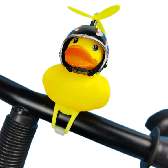 Rubber duck bicycle accessories with flash lamp and propeller helmet for automobile dashboard decoration(2pcs)