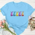 thumbnail image 4 of Staron Women's Casual Short Sleeve T-Shirt Easter Round Neck Basic Top Loose Comfy Relaxed Fashion Tee, Blue XL, 4 of 4