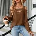 thumbnail image 4 of EDFBUYKRS Womens Fall Long Sleeve Tunic Tops Notch V Neck Shirt Casual Pleated Basic Pullover Xl, 4 of 9