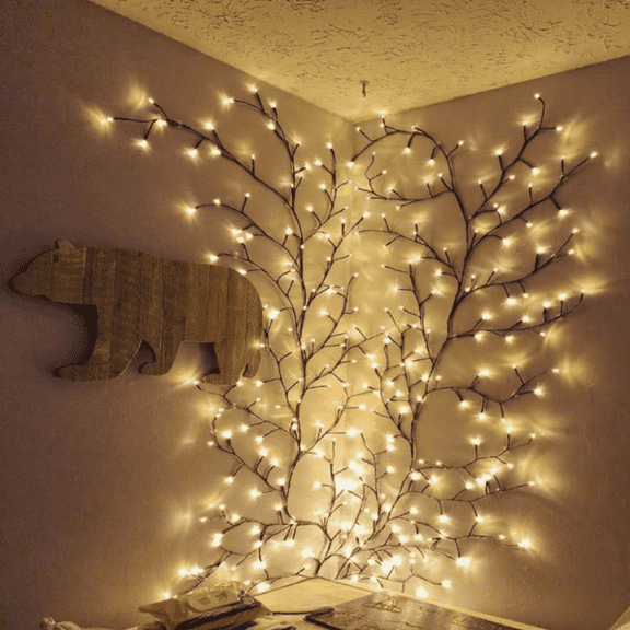 Enchanted Willow Vine Lights, Christmas Swags Decorations Indoor Room Decor, 18 Branches 144 LEDs USB Lighted Willow Vine Lights for Walls Bedroom Home Decor(1 pc)