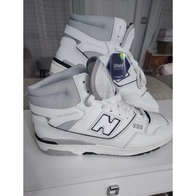 Men New Balance NB 650 R Mid Top Athletic Sneakers White/GREY BB650RWC Size14