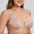 thumbnail image 4 of MELENECA Women's Plus Size Front Closure No Padding Full Coverage Lace Underwire Bra Beige 40C, 4 of 6
