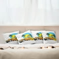 thumbnail image 3 of Ambesonne Retro Throw Pillow Cover 4 Pack, Vintage Car in City Miami, 24", Orange Yellow and Blue, 3 of 6