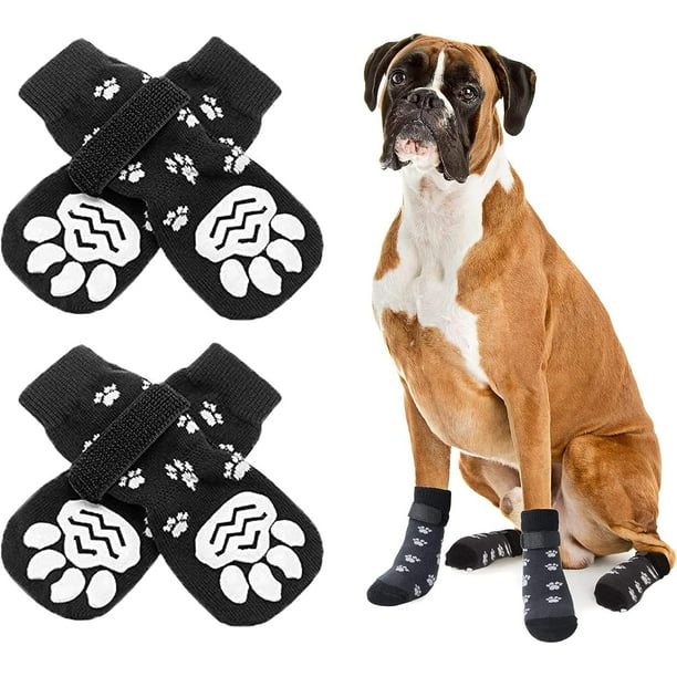 Calcetines Antideslizantes para Perros, Botas Protectoras para Patas Suaves y Cómodas, con Refuerzo de Goma, para Interiores, Adecuados para Perros Muy Pequeños a Muy Grandes (M) TUNC Sencillez