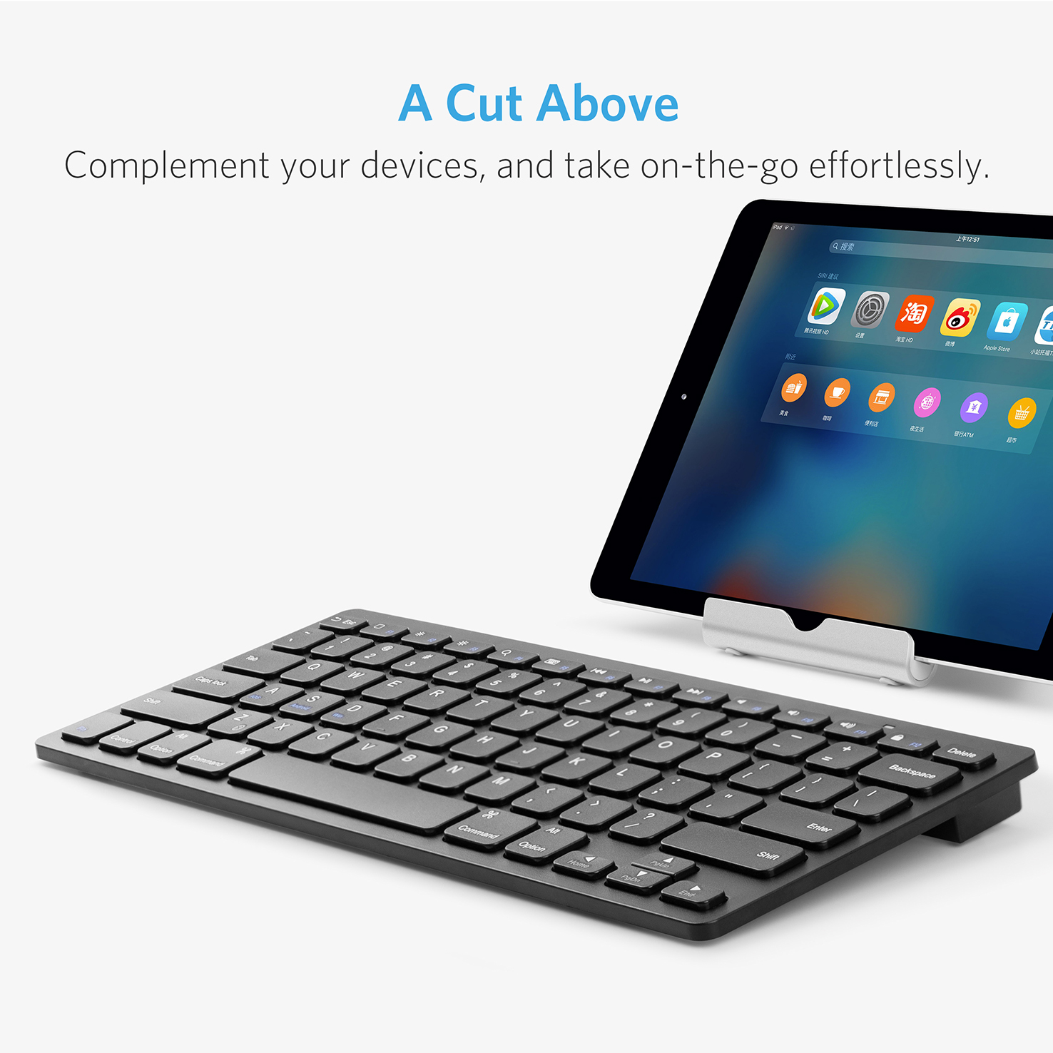 Anker Bluetooth Ultra-Slim Keyboard for iPad, Galaxy Tabs and Other Mobile Devices, Black - image 2 of 6