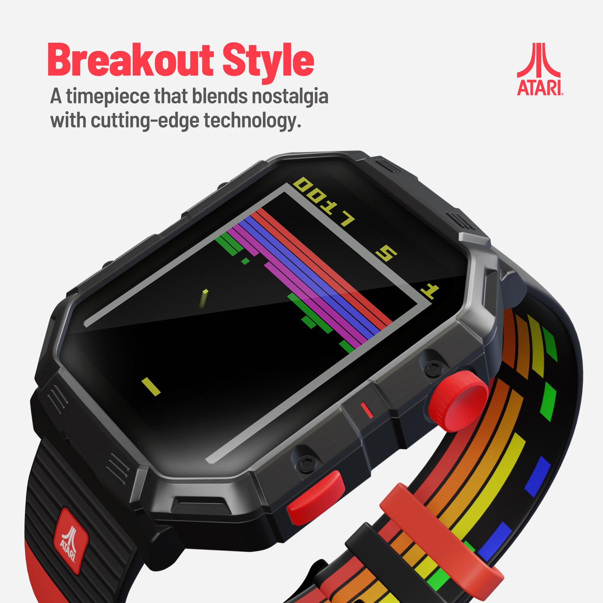 Atari 2600™ My Play Watch – Retro Gaming Smartwatch with Selective Tech, Non-Connected, Built-in Centipede™, Pong™, Missile Command™, Super Breakout™, Fitness Tracker