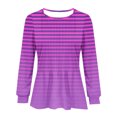 thumbnail image 4 of Annhoo Striped Tops for Women Casual Pleated Long Sleeve Round Neck Dressy Shirts Trendy Gradient Colour Fall Blouses, 4 of 5
