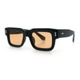 thumbnail image 5 of Hipster Thick Plastic Horn Rim Rectangle Gentleman Fashion Sunglasses Matte Black - Brown, 5 of 8