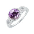 thumbnail image 2 of Sterling Silver with Natural Amethyst and White Zircon Halo Ring, 2 of 3