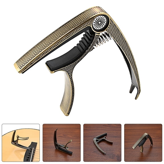 STOBOK Metal Guitar Capo Brown Color with Stable Pressure Clamp for Protective and Practical Use