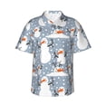 thumbnail image 1 of Fotbe Happy Snowmen Snowfall Camisa Hawaiana para Hombre Unisex – Camisa Casual de Verano con Botones de Manga Corta de Algodón y Lino,Medium, 1 of 7