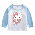 thumbnail image 3 of Hello Kitty-Camiseta de algodón puro para niños, camiseta que absorbe la humedad, Tops contrastantes dulces a la moda, camisetas deportivas informales de manga larga para bebé, 3 of 5