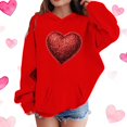 thumbnail image 2 of Lorytime Kids Long Sleeve Hoodies for Teen Girls Valentine Crewneck Sweatshirts Heart Tops with Pocket Loose Tops, 2 of 5